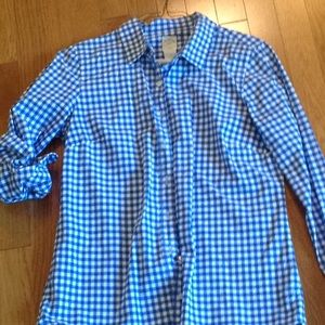 J. Crew blue gingham perfect fit button down